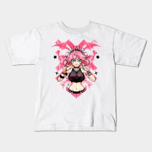 Pink Punk Rock Girl Kids T-Shirt